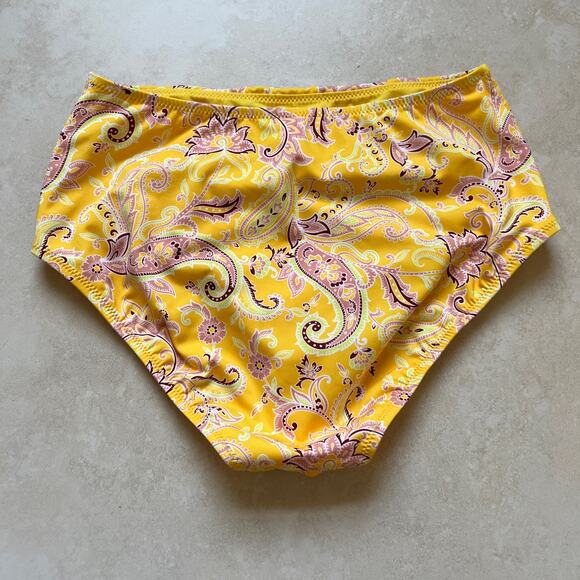 Sanctuary High Waisted Yellow Paisley Bikini Swim Bottom Size S - Picture 4 of 8